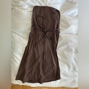 Theory brown linen strapless Inga dress size 4